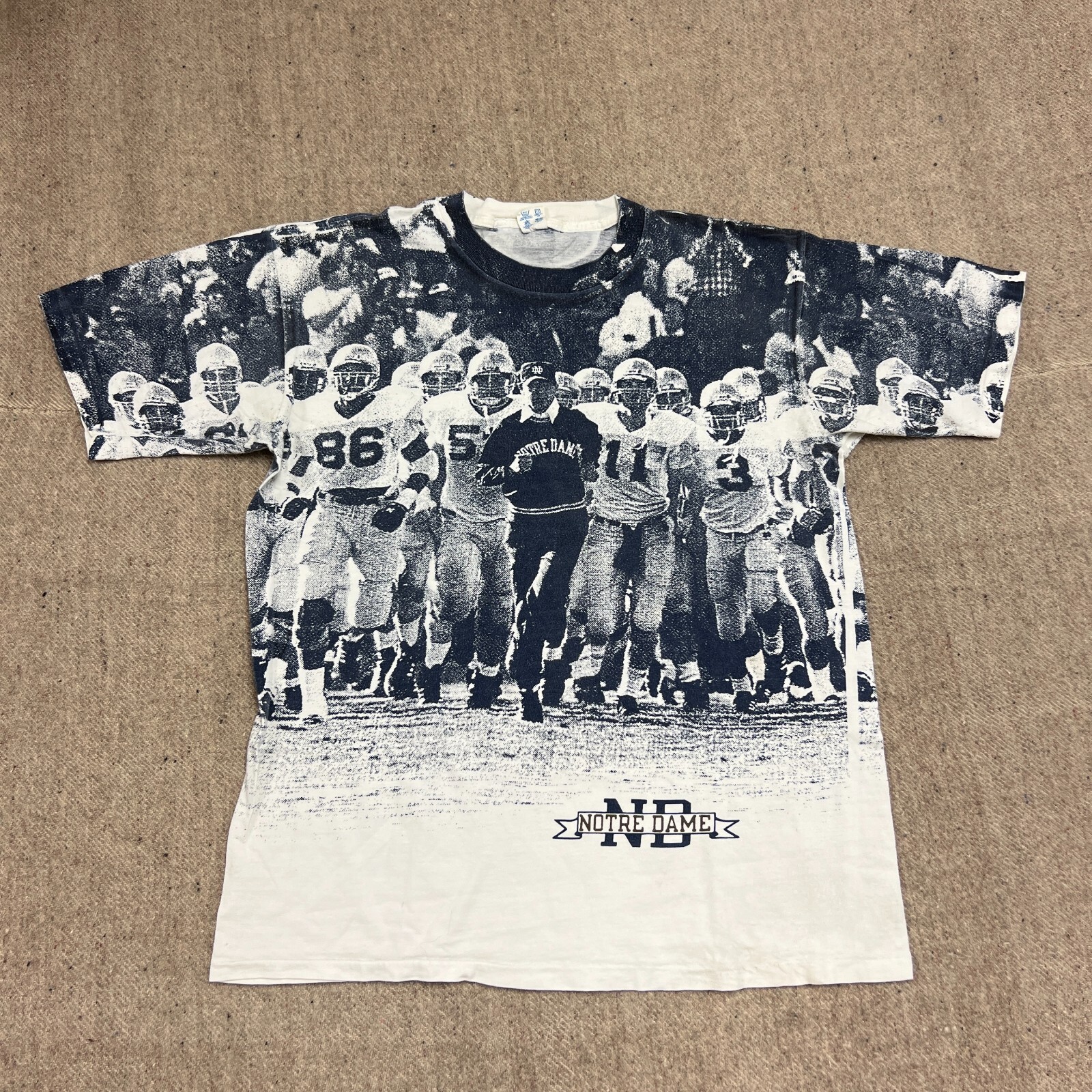 Vintage Notre Dame Football Shirt Mens Large White 1980s
