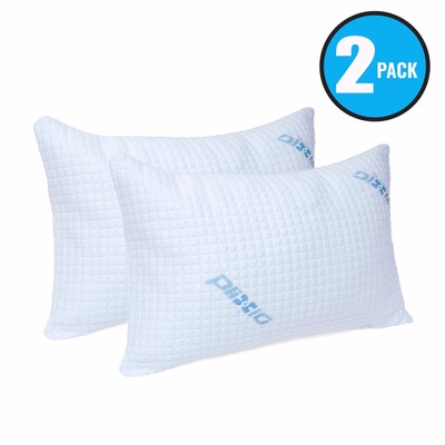 Queen Bamboo Shredded Memory Foam Pillows Size Hypoallergenic Cooling (2 Pack)