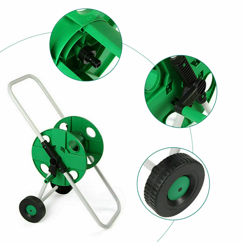 164' Portable Water Trolley Cart Hose Reel Pipe Holder Garden Organizer Storage