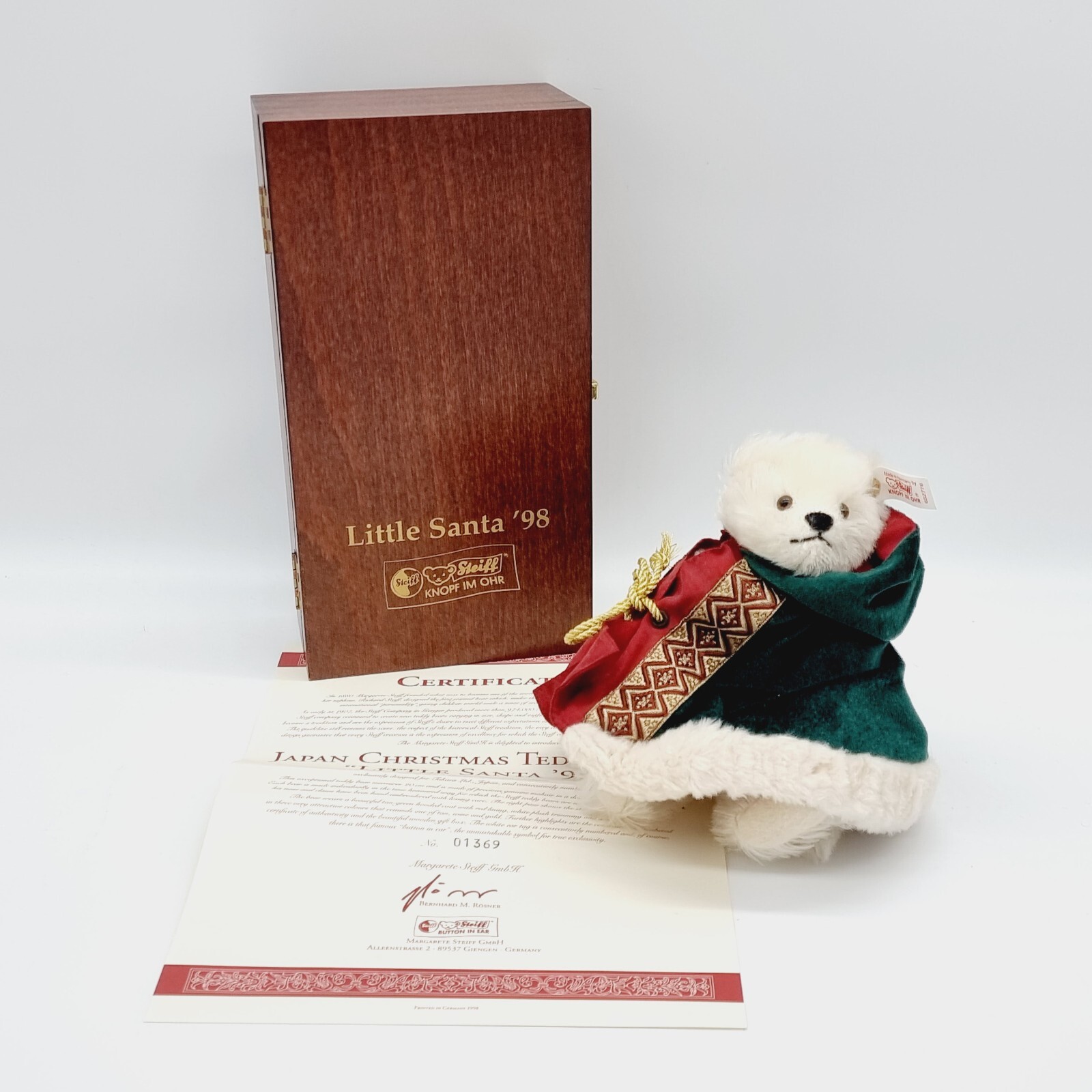 Steiff Japan Christmas Weihnachtsteddybär Little Santa 1998