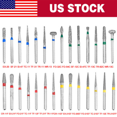 10 Pcs Dental FG Diamond Burs for High Speed Handpiece Friction Grip 1.6MM Bur