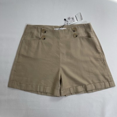 BNWT Mango Women Beige High waist shorts, Medium