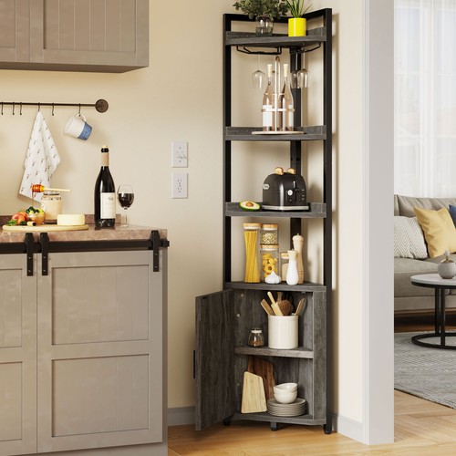 Corner Cabinet Shelf 5-Tier Bathroom Storage Organizer Close