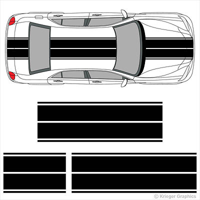 Dual Rally Racing Stripes 3M Vinyl Double Stripe Decals for Chrysler 300