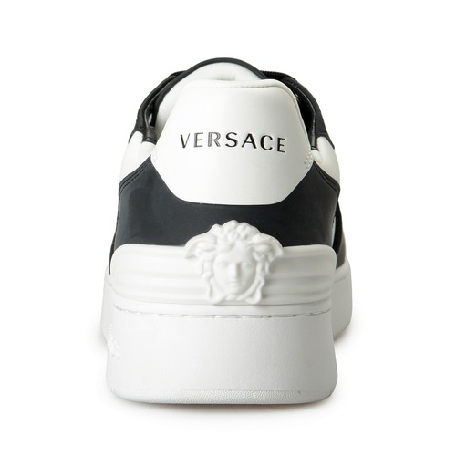 Pre-owned Versace Men's Medusa Logo Black & White Leather Sneakers Shoes Us 8 It 41