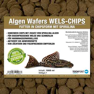 Welsfutter Futtertabletten Algen-Wafers 1000 ml Aquarium Futter Welsfutter Chips