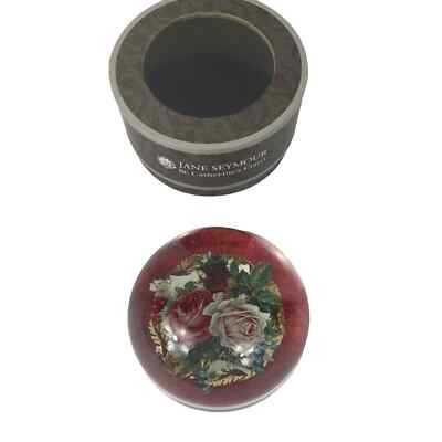 Jane Seymour Crystal Beautiful Paperweight Red Roses Cottage Core Made in France