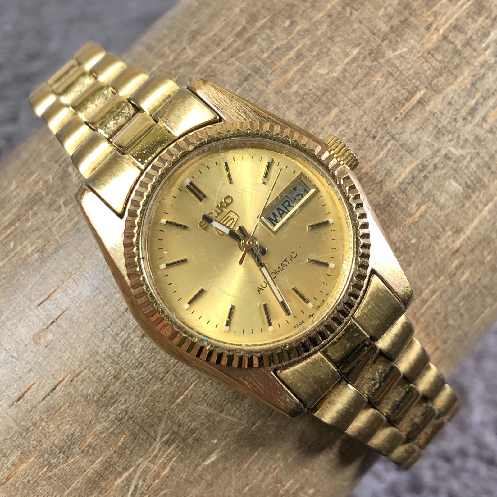 【コマ付き】セイコー／セイコー5 レディース 4206−0510／自動巻 Seiko 5 Women 4206-0510 Fashion Day Date Gold Tone Automatic