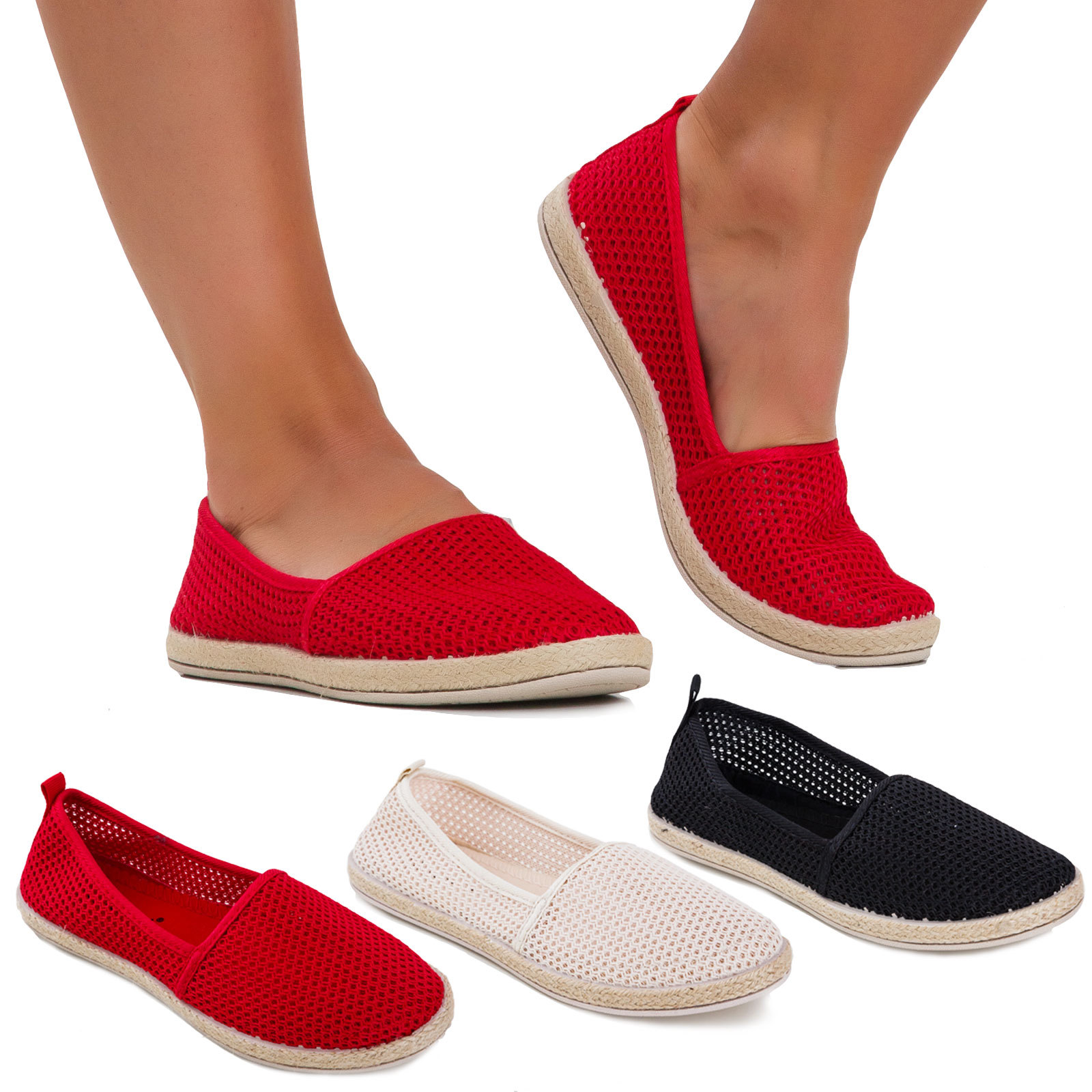 Scarpe donna espadrillas rete traforate fondo corda estive basse comode JX1029 | eBay