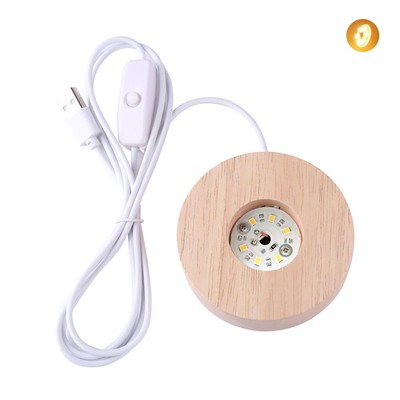 Desk Lamp Usb Port Display Solid Wood Lamp Base Compact