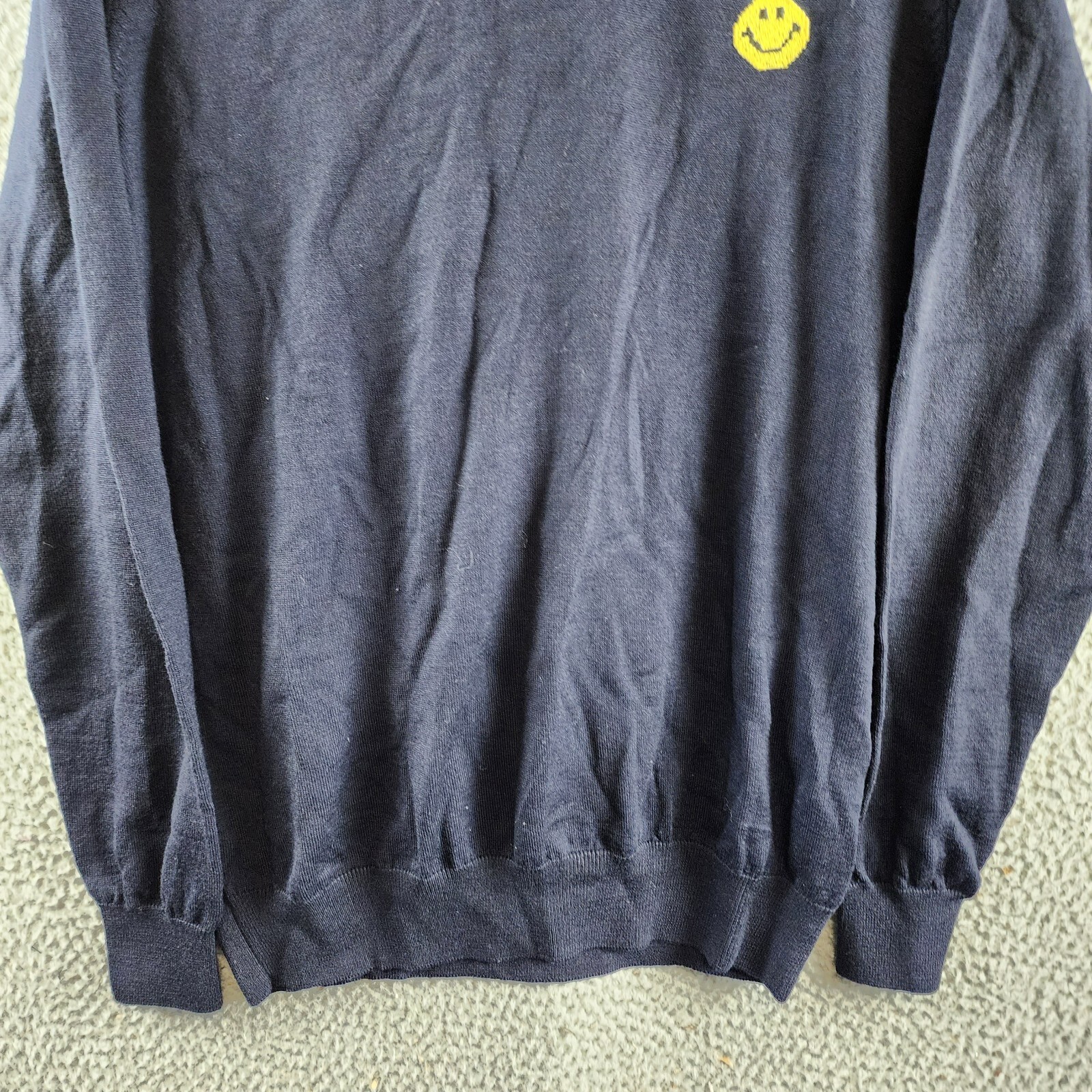 Joshua Sanders Pixel Wool Crewneck Sweater Men's L Navy Ribbed Pullover L/S - Picture 3 of 15