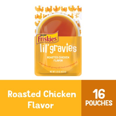 Lil' Gravies Roasted Chicken Cat Food Complement   1.55 oz. Pouches New