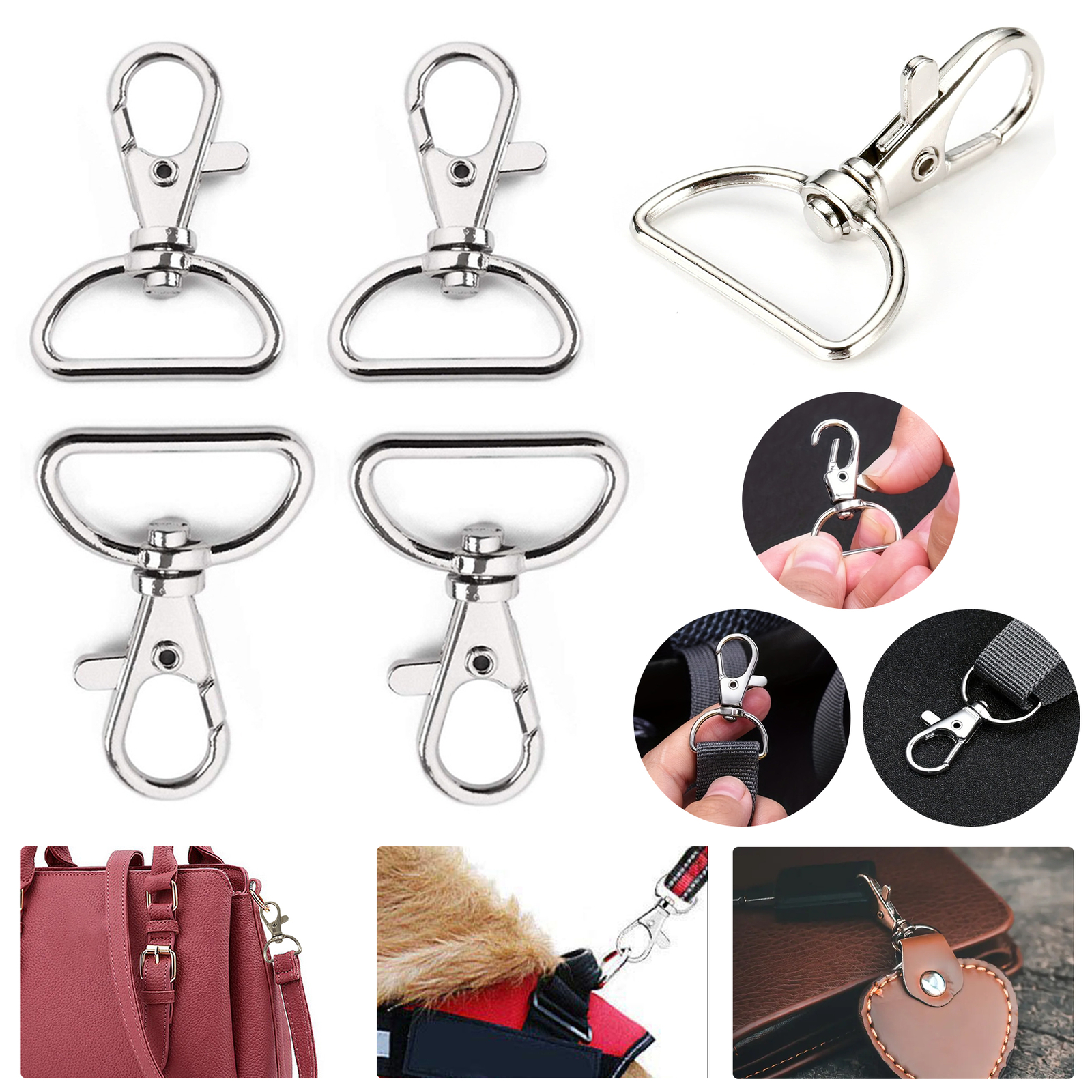 10-50mm Hummer Drehbar Klemmen Clips Tasche Schlüsselanhänger Haken Zubehör