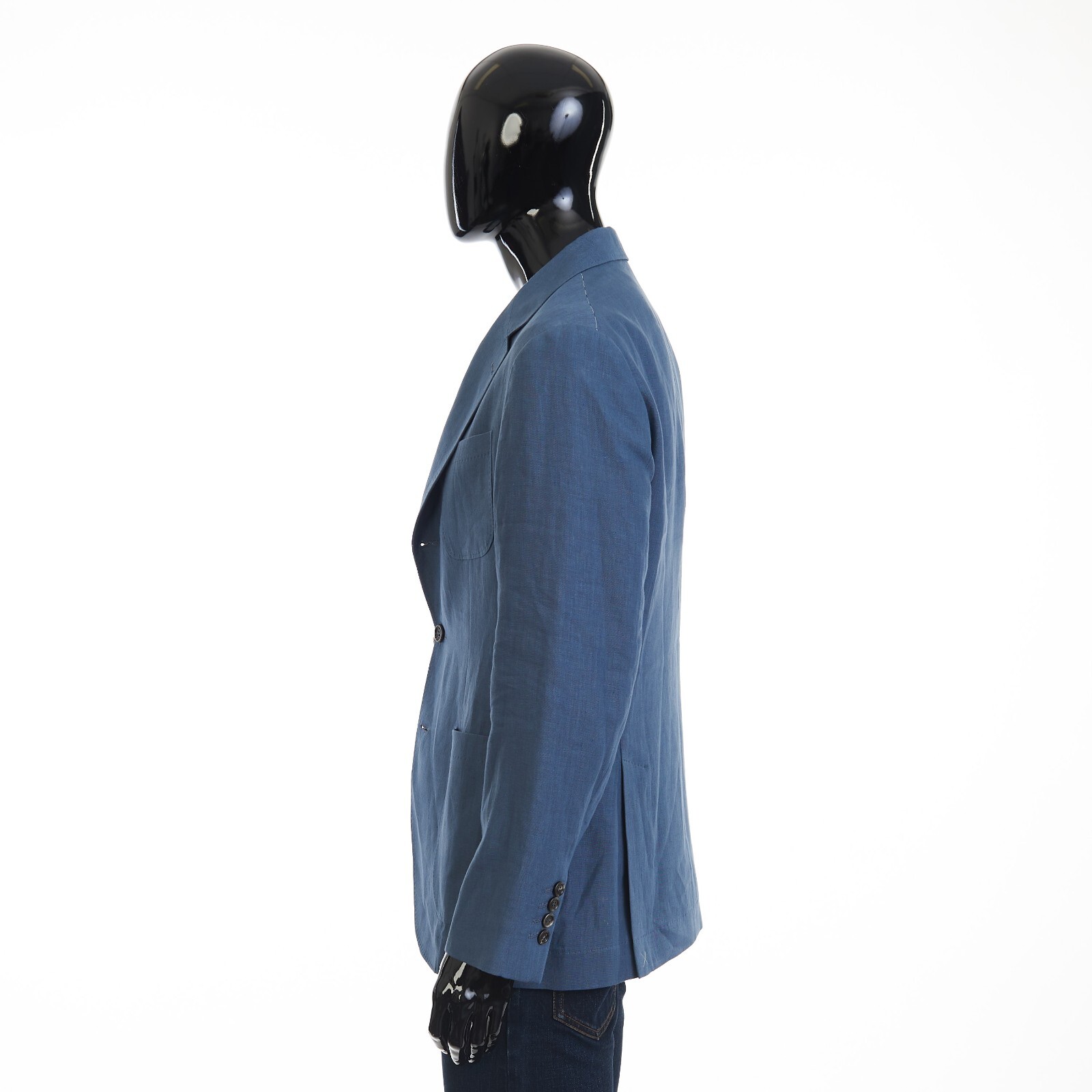 Pre-owned Brunello Cucinelli 3895$ Deconstructed Blazer Jacket Patch Pockets Indigo Linen In Blue
