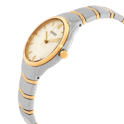 Pre-owned Seiko Discover More Quartz Champagne Dial Ladies Watch Sur550p1