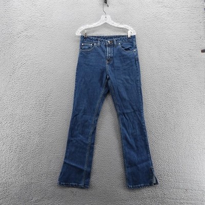 Boston Proper Dark Wash Denim Jeans Bootcut Size 6 Long Blue Womens Split Hem