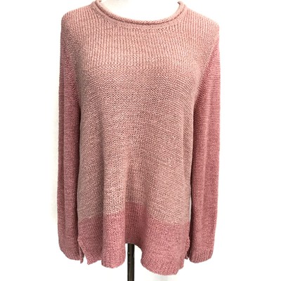 Style & Co. Womens Color Blocked Knit Sweater Size Large Pink