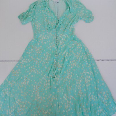 GHOST Dress Small Blue Short Sleeve V-Neck Long Floral