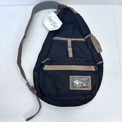 Ameribag NWT Black Canvas Healthy Bag Backpack Crossbody Strap expedition bag