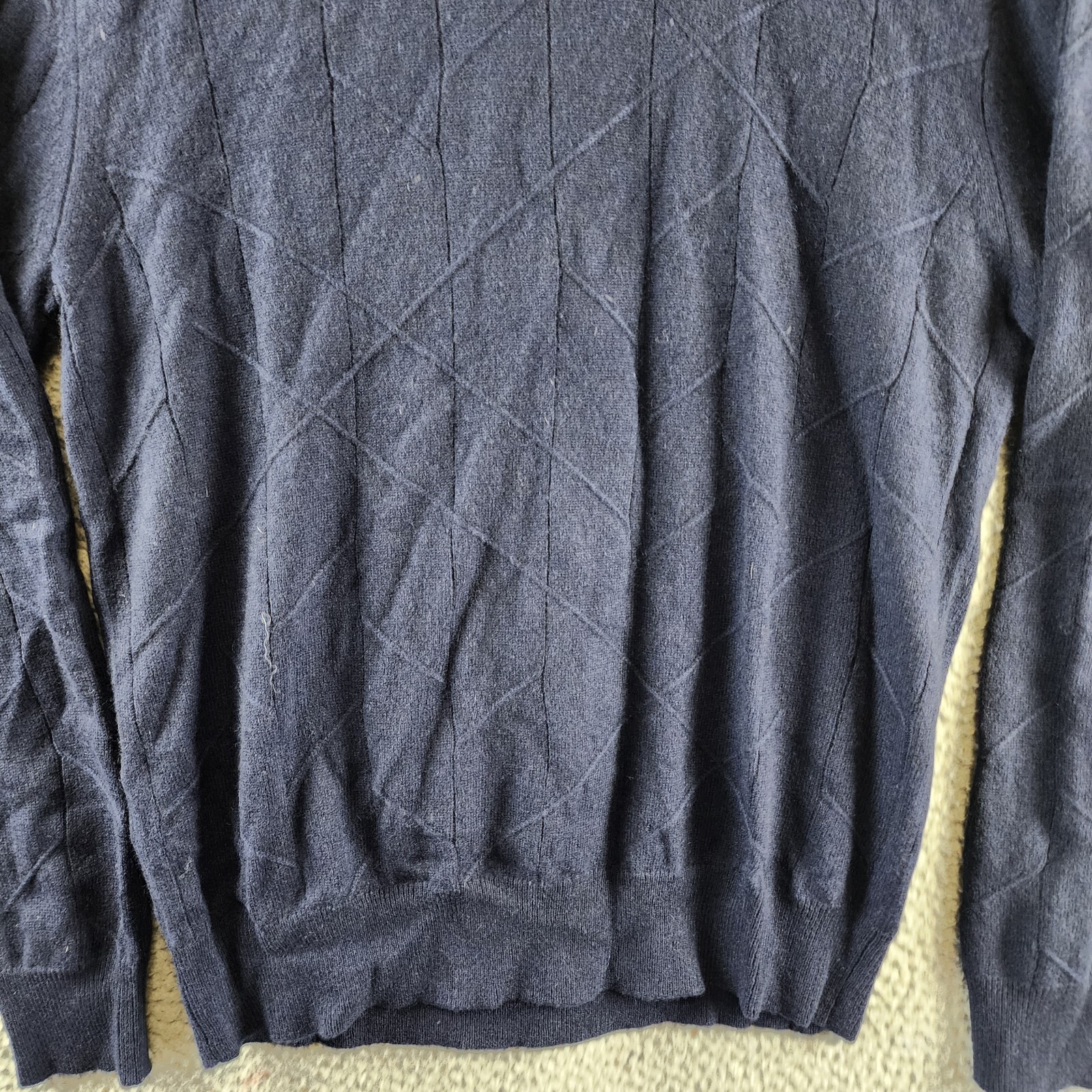 The Men's Store at Bloomingdale's Cashmere Novelty Stitch Sweater Men's L Navy - Picture 2 of 14