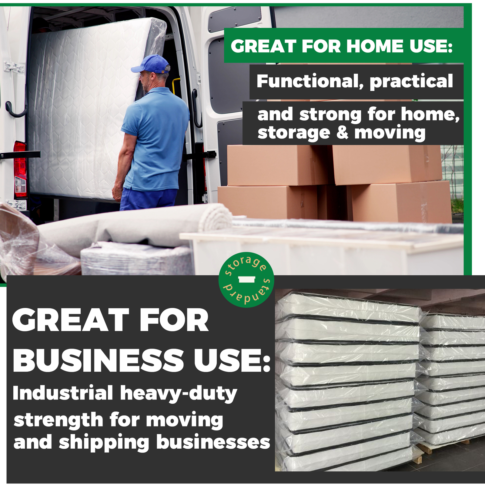 Queen Mattress Bags for Moving & Storage – Heavy Duty Thick 4mil Reusable Cover - Picture 7 of 9