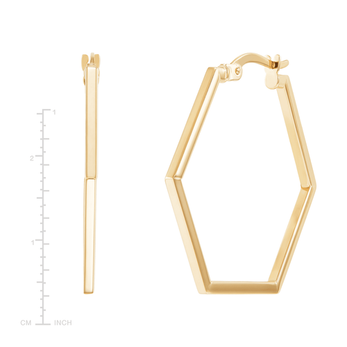 Pre-owned Welry 30mm Hexagon Hoop Earring In 14k Yellow Gold