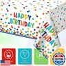 3 Pack Happy Birthday Plastic Tablecloth Decorations,Disposable Colorful Polka Dots Table Cloths,Rectangle Waterproof Table Cover for Girls Boys Birthday Baby Shower Party Decorations,54x108 Inch