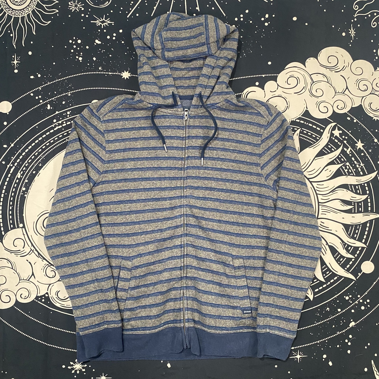 Prana Full Zip Hoodie Mens Large Stripped Casual Preppy Glam Streetwear