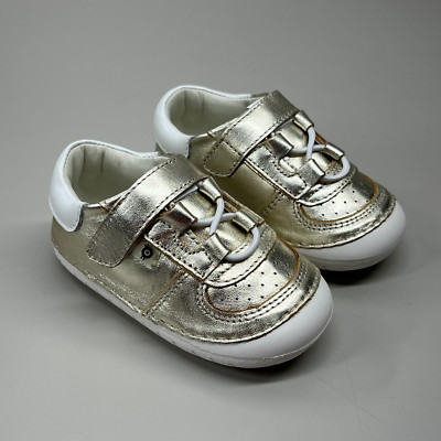 OLD SOLES Baby Rebel Pave Leather Shoe Sz 22 US 6 Gold/White #4090
