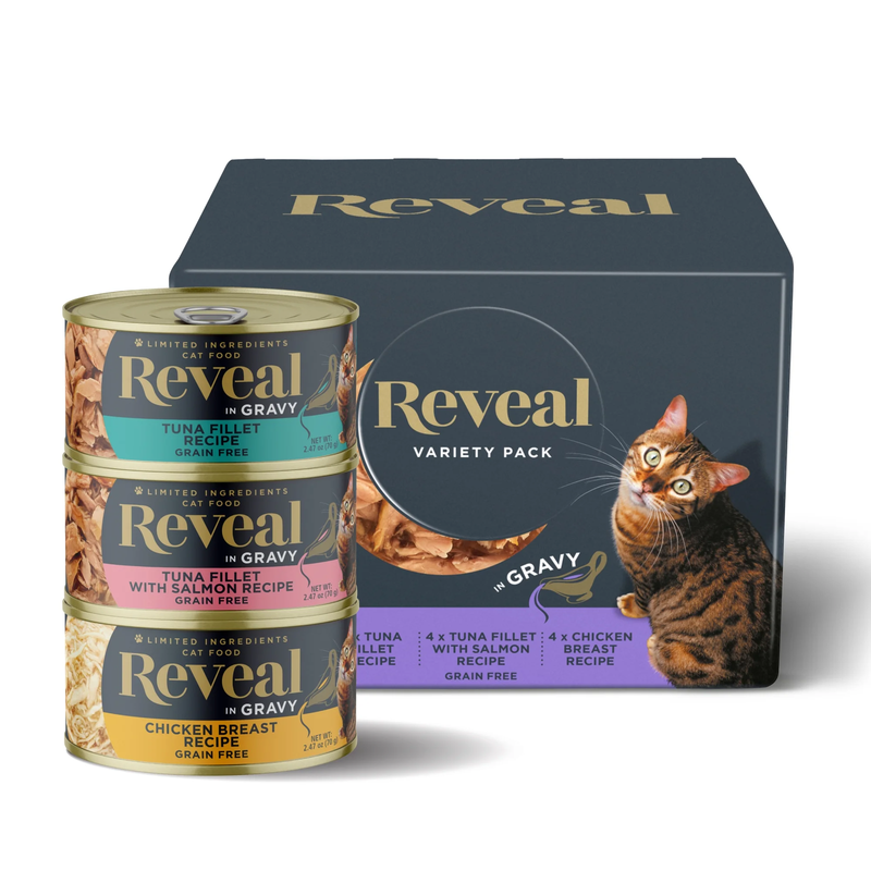 Reveal Natural Wet Cat Food, Fish & Chicken in Gravy Variety Pack, 12 X 2.47 Oz