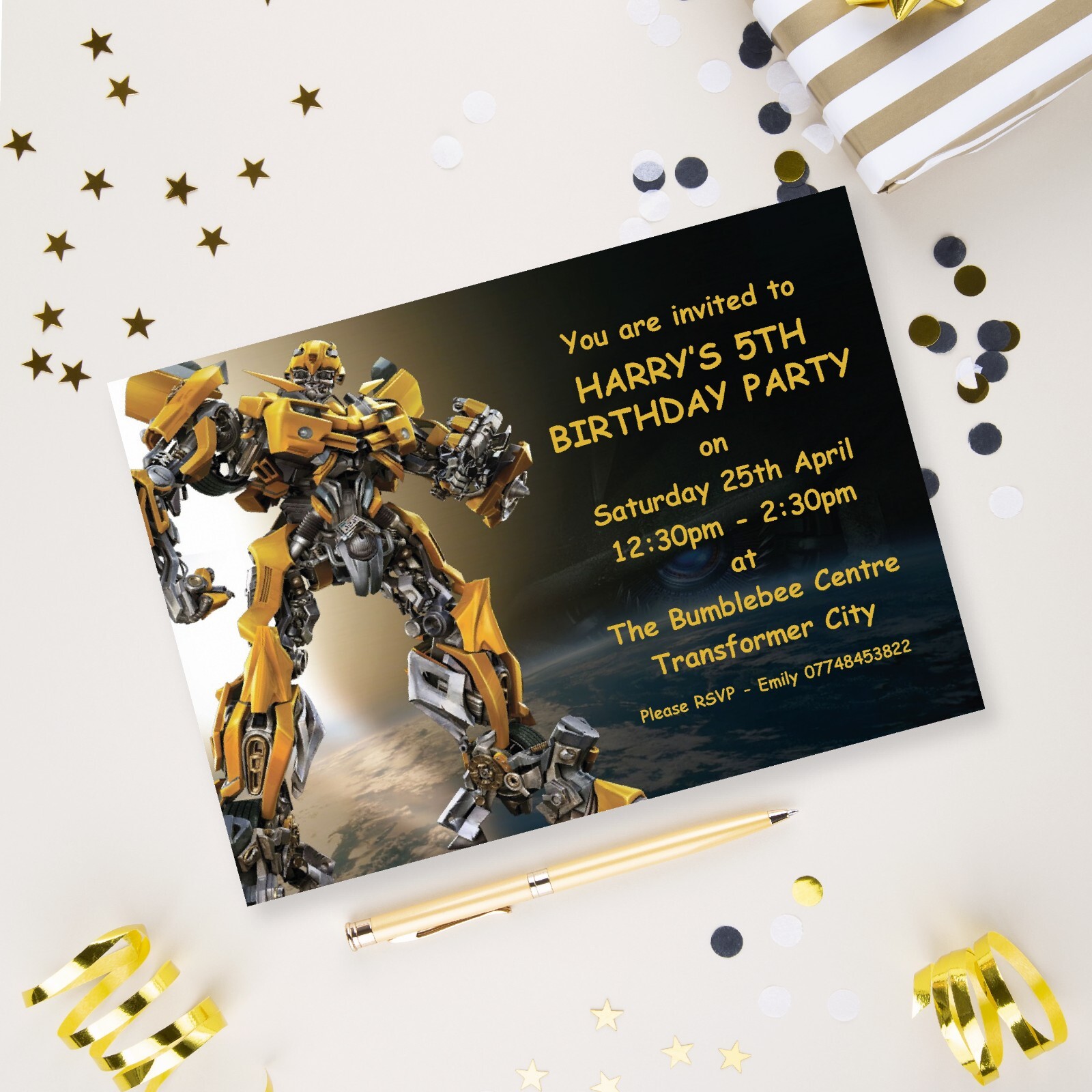 bumblebee-transformers-10-personalised-birthday-party-invitations-ebay
