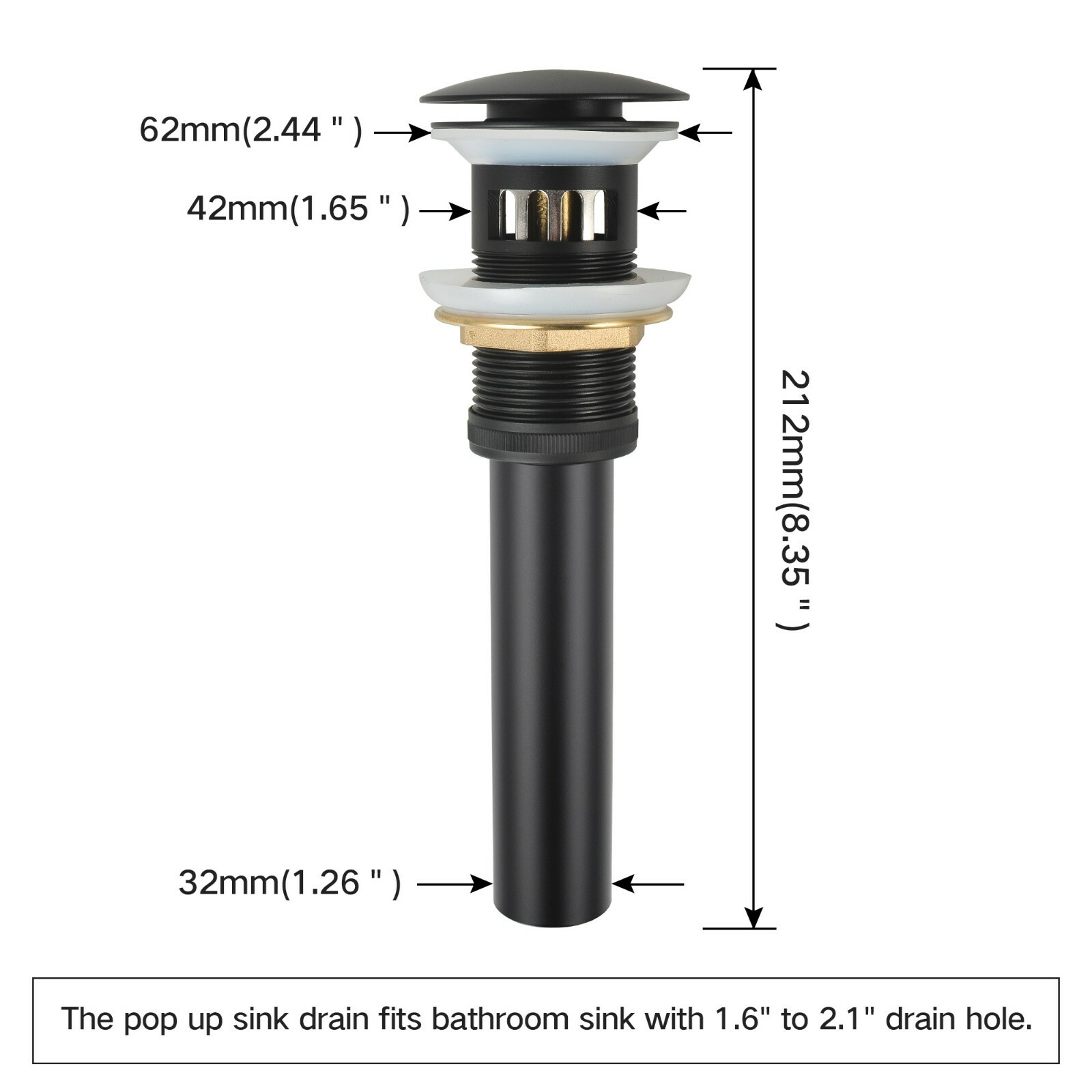 Tools Home Improvement Sink Bathtub Drains Jomola Bathroom Pop Up Vanity Faucet Drain Assembly With Overflow Vessel Sink Push Button Drain Stopper With Strainer Basket Brushed Nickel Finished Bathroom Sink