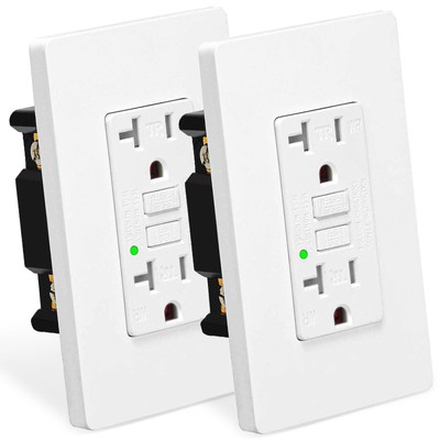 20 Amp GFCI Outlet Self-Test Ground Fault Circuit Interrupter TR Receptacle 2PCS