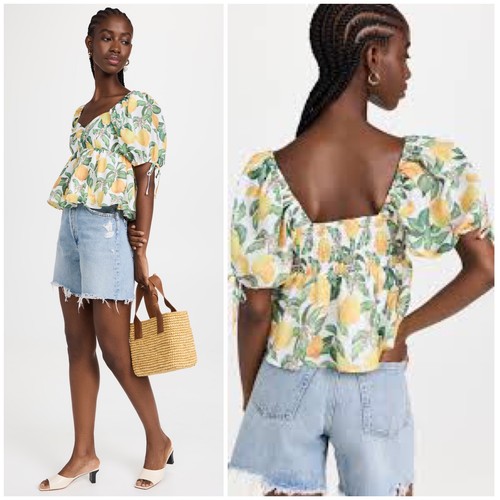 売れ筋商品|||ランズエンド カットソー トップス レディース Plus Size Lightweight Jersey Ruffle Peplum Top Bright lemon mosaic Lands' End Women's Plus Size Lightweight Jersey Ruffle