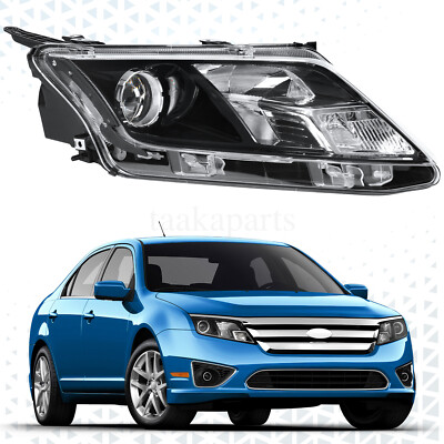 Halogen Headlight Headlamp RH Passenger Side Black For Ford Fusion 2010-2012