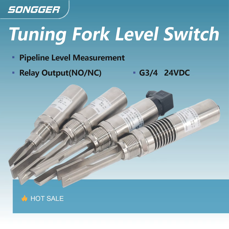Relay Output Stainless Steel Tuning Fork Level Switch Sensor for Industrial Pipe