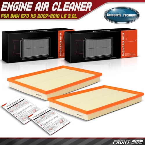2x Engine Air Filter for BMW E70 X5 2007 2008 2009 2010 L6 3.0L
