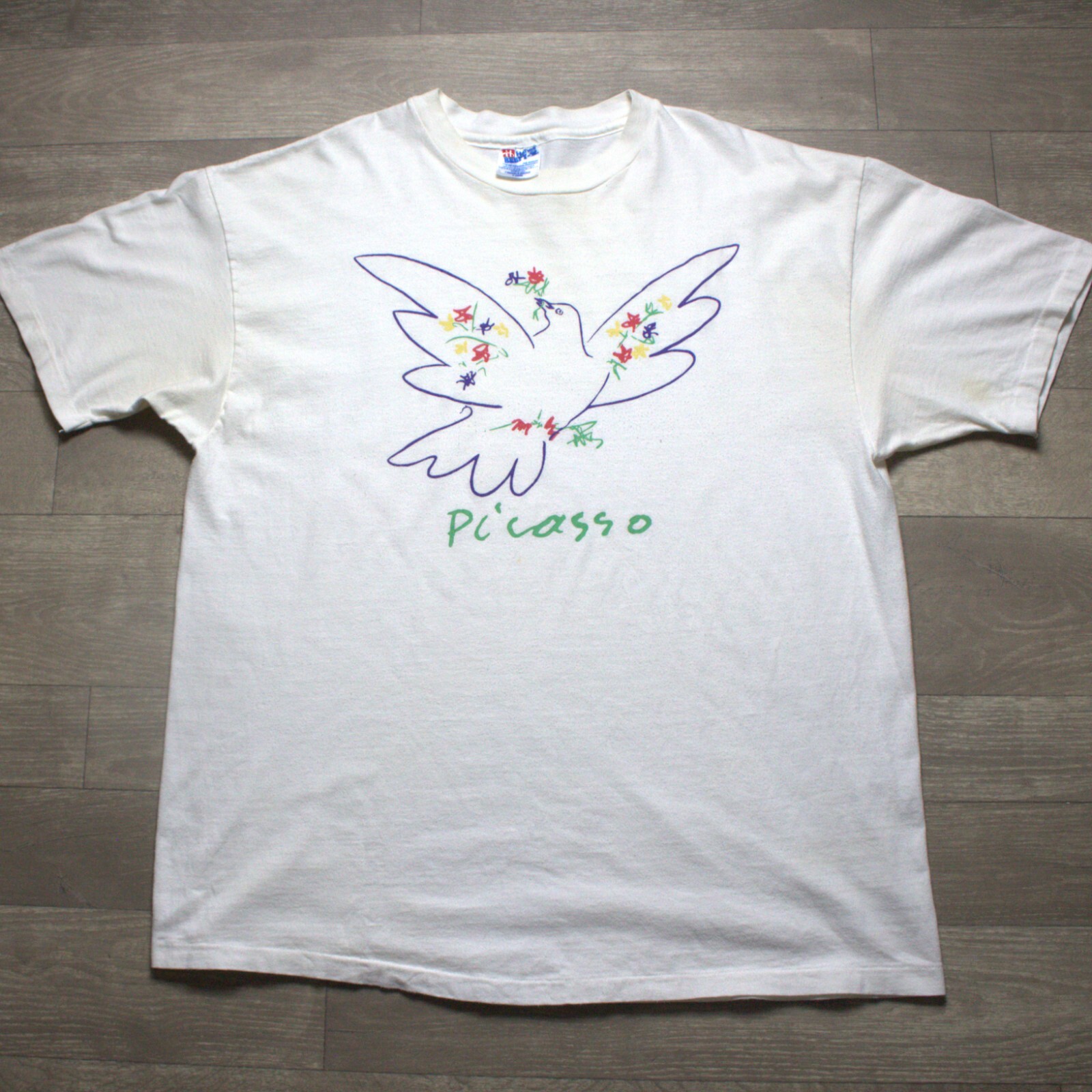 Vintage 80s Pablo Picasso Dove of Peace Art T Shirt Size XL Rare