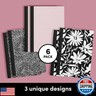 PAPERAGE 6-Pack Composition Notebook Journals, 140 Pages, 3 Unique Decorative Covers with College Ruled Lined Paper, (Classic Floral Gingham), 7.5 in x 10 in – Notebooks for School, Office, or Home