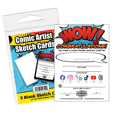 Comic Artist Sketch Cards - Blank Trading Cards 2.5''x 3.5'' - 32pt Thick/5 Cards