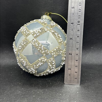 NEW Raz Blue Diamond Point Jeweled Ornament Round Shape NEW With Tag