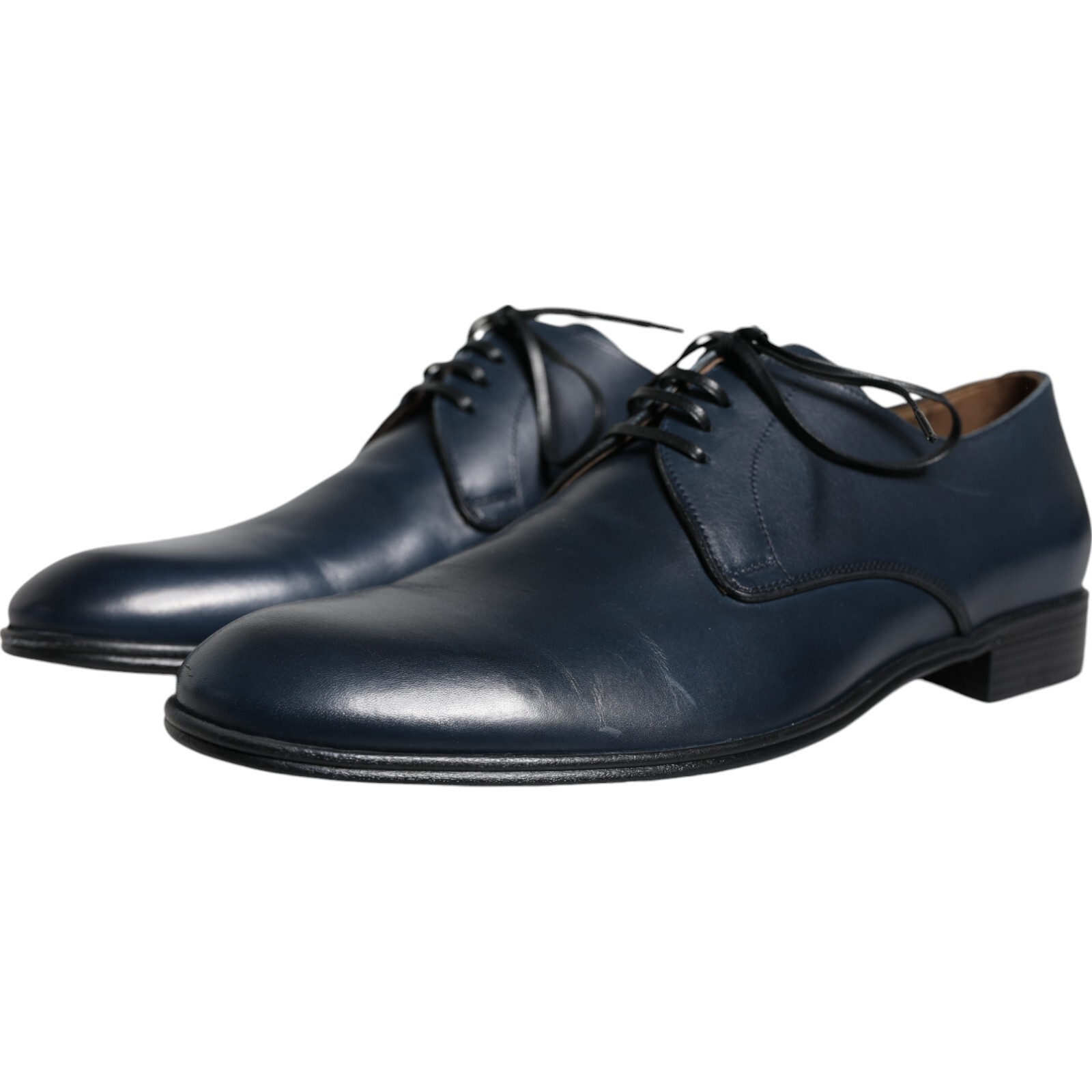 Pre-owned Dolce & Gabbana Shoes Navy Blue Leather Derby Dress Formal Men Eu42 / Us9 620usd
