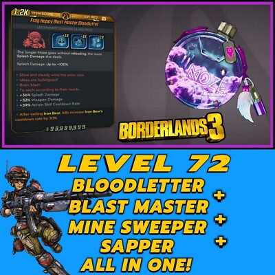 All Platform Borderlands 3 Level 72 Bloodletter Sapper Mine sweeper Blast Master