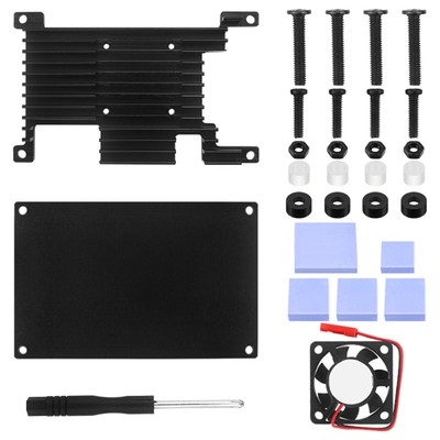 Alloy Case + Active Passive Cooling Fan Enclosure Heat Shell for Orange Pi 4 LTS