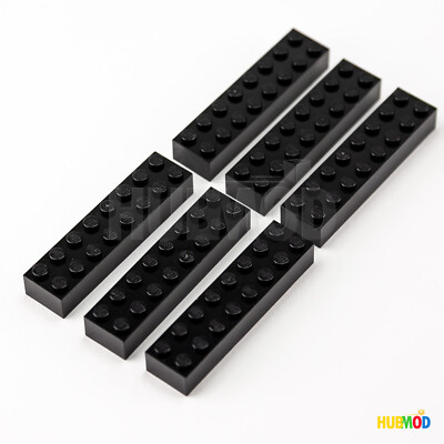 Lot of 6 Genuine LEGO Black 2x8 3007 Building Bricks Blocks Parts Pieces NEW