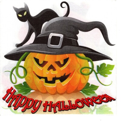Serviettes en papier Halloween chat citrouille. Napkins Halloween cat pumpkin