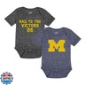 Little King Short Sleeve NCAA Romper 2 Pack-Knobby Fabric-Michigan-Navy and Charcoal-6 Months