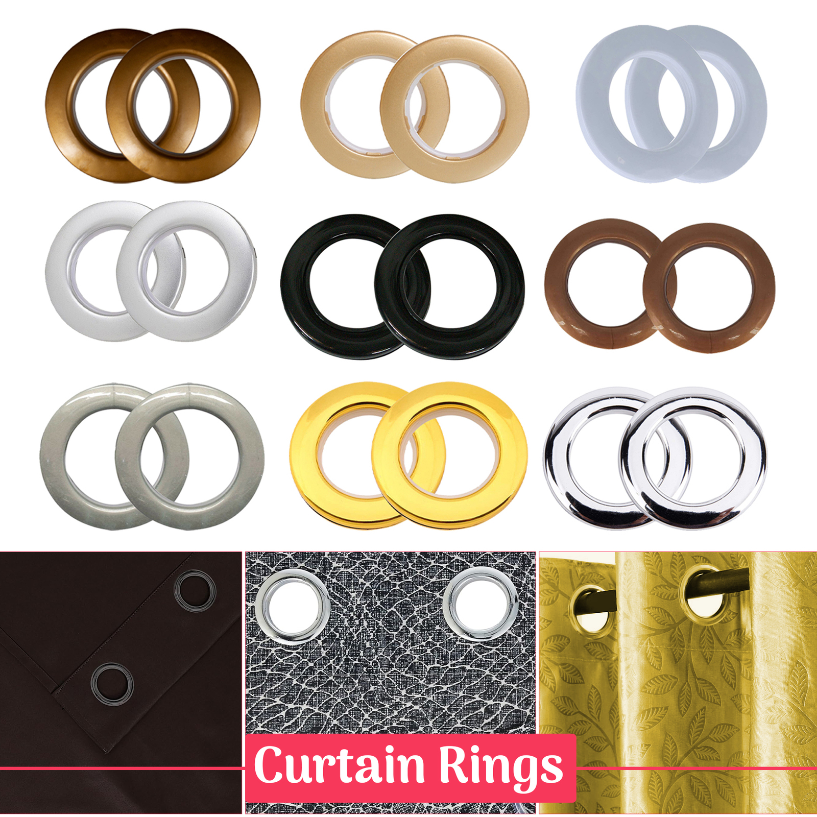 10pcs Plastic Self Sealing Eyelet Rings Rapid Repair Curtain Header Eyelets 42mm
