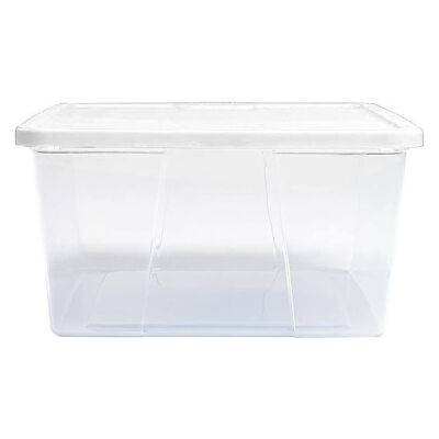 HOMZ 12-Quart Plastic Storage Bins with Snap-on Lids, White Lid, 4 Pack