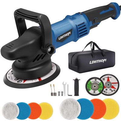 980W Dual Action Polisher, 5/6 Inch 9MM Random Orbital Polisher for Car Detai...